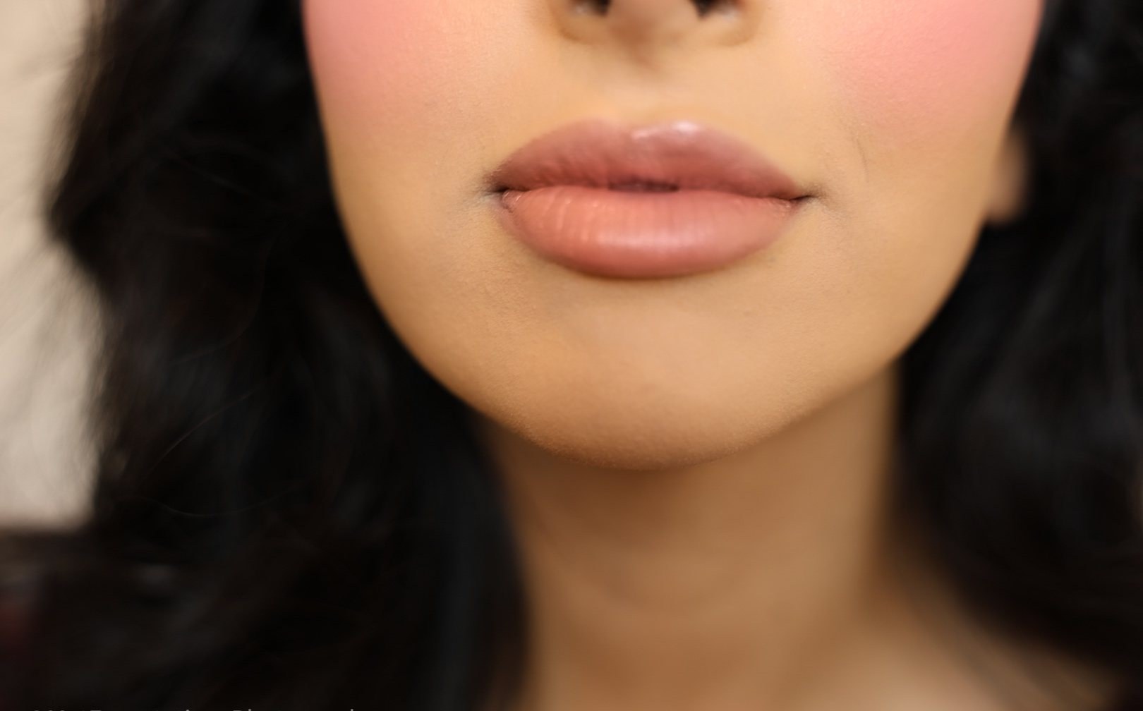 Close beauty detail of finished lips